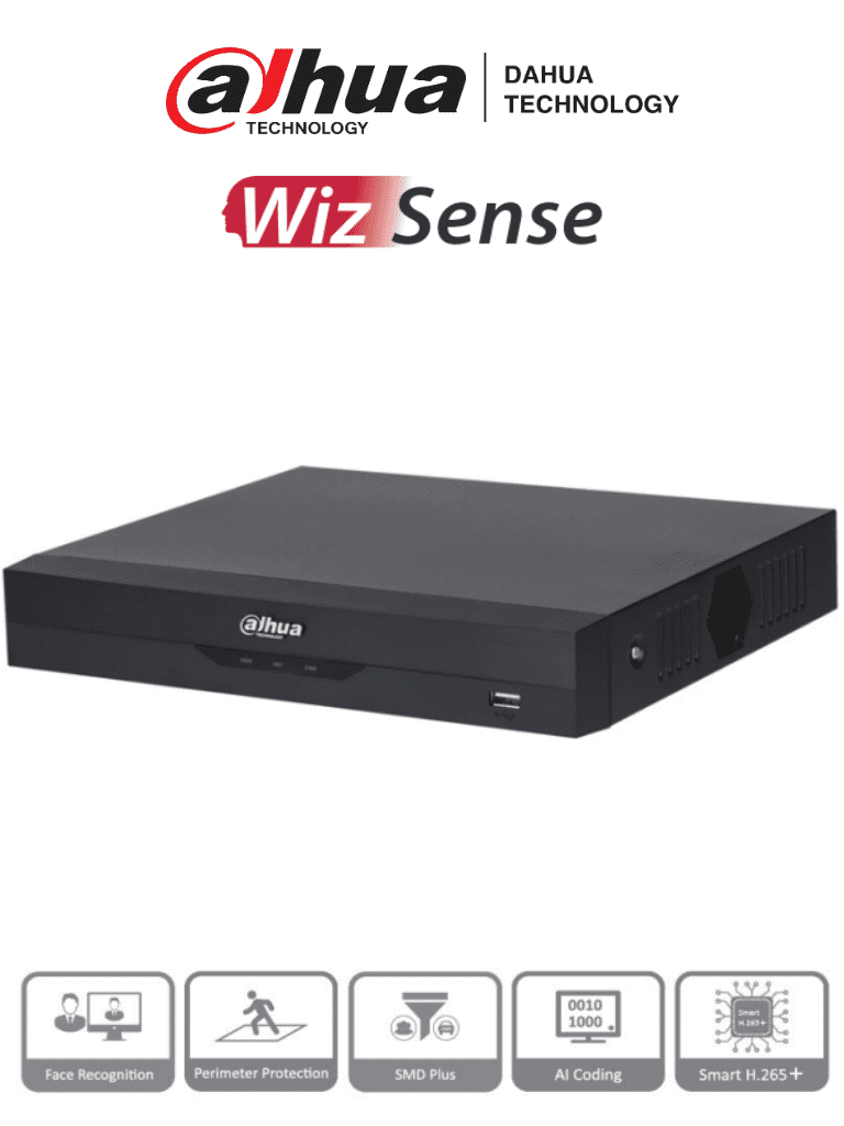 DAHUA XVR5108HS-4KL-I3 - DVR 4K WizSense de 8 canales + 8 IP o hasta 16 IP. Incluye SMD Plus, Protección Perimetral y reconocimiento facial, codificación con IA, H.265+, y soporta CVI, AHD, TVI, CVBS e IP. Compatibilidad con IoT y POS #HDCVI9.0 #4K DAHUA XVR5108HS-4KL-I3 - DVR 4K WizSense de 8 canales + 8 IP o hasta 16 IP. Incluye SMD Plus, Protección Perimetral y reconocimiento facial, codificación con IA, H.265+, y soporta CVI, AHD, TVI, CVBS e IP. Compatibilidad con IoT y POS #HDCVI9.0 #4K